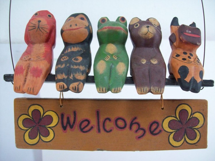 Animal Themed Home Welcome Sign, Hand Carved & Colored