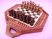 Chess Set, 2 Inch Tall King, Hand Carved From Wood And Colored