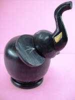 Elephant Shaped And Colored Piggy Bank, Hand Carved From Wood