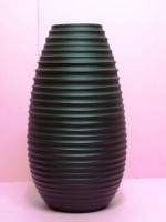 Handcrafted Pitch Black Colored Ceramic Vase, 1' 1.5" Tall