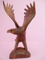 Majestic Great Brown Eagle, Hand Carved And Colored, Wooden
